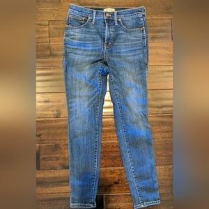 Madewell Jeans 10" High-Rise Skinny, classic blue wash denim, Size 29